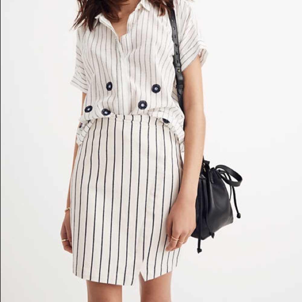 Madewell striped wrap mini skirt